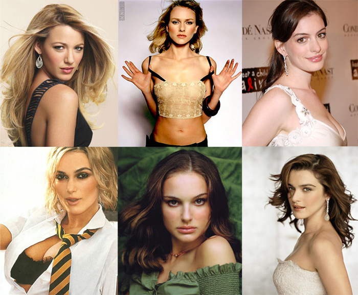 Da esquerda pra direita: Blake Lively, Naomi Watts, Anne Hathaway, Keira Knightley, Natalie Portman e Rachel Weisz.