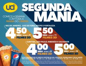 Promoção “Segunda Mania” retorna nas salas do UCI Cinemas